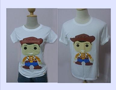 CS001W เสื้อคอกลมลายการ์ตูน วู๊ดดี๊ สีขาว  ใส่ได้ทั้งชายและหญิง 